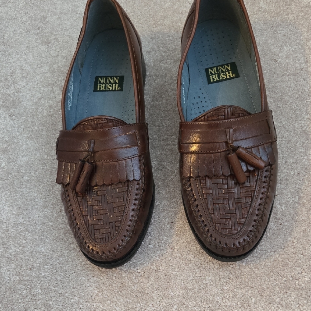 Nunn Bush Brown Leather Loafers with Moccasin Stitching